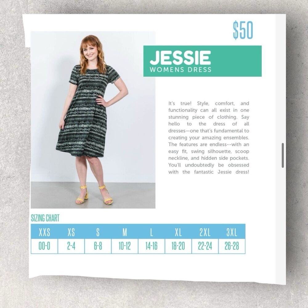 LuLaRoe Jessie Dress (2XL) Gray Solid Print NWT - Picture 6 of 6
